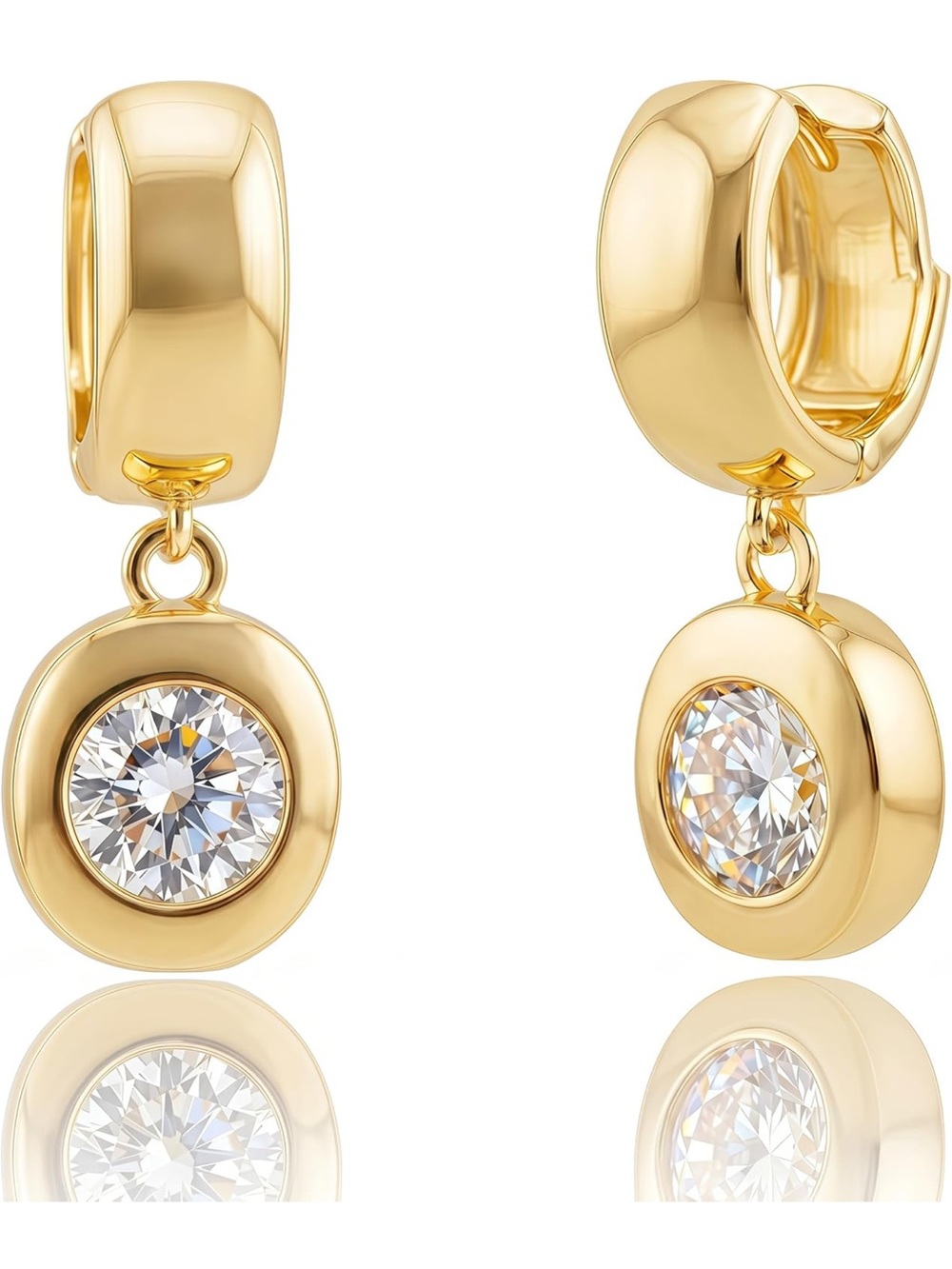 Anthropologie Gold Crystal Drop Huggie Earrings